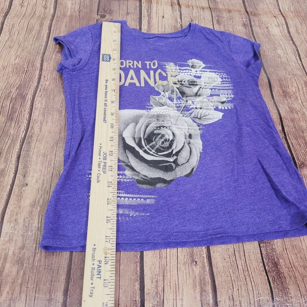 Children's Place Girls Top Blue Violet 7/8‎ Floral Born to Dance Short Sleeve